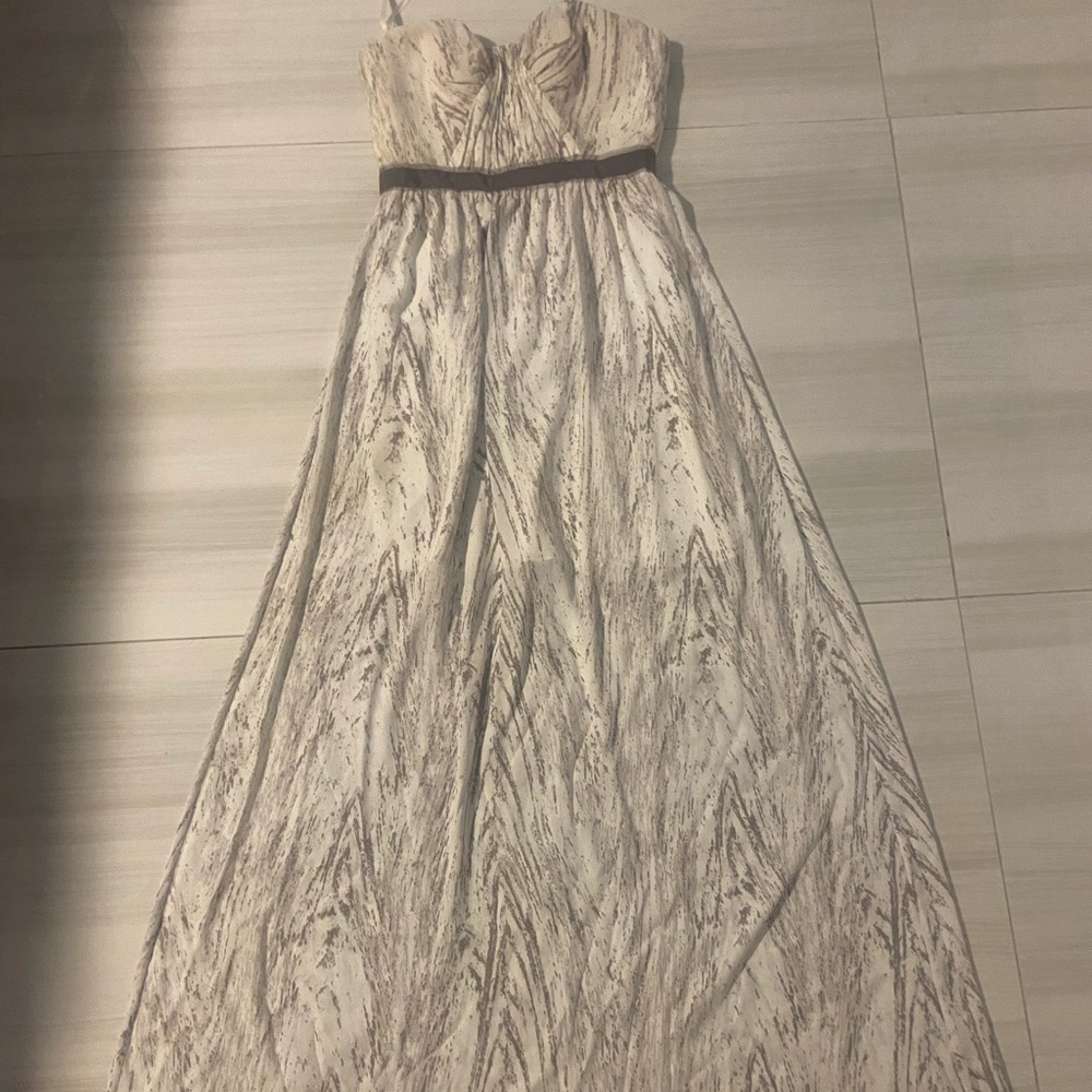 BCBGMAXAZRIA Amber Strapless Abstract Print Gown